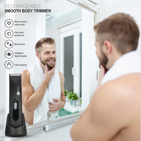AFRA RECHARGEABLE HAIR TRIMMER, LED DISPLAY, USB CHARGING WITH CLEANING BRUSH - 600MAH LITHIUM BATTERY