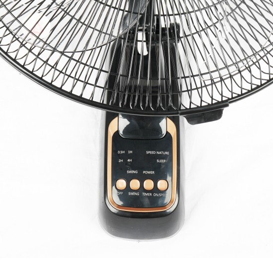 AFRA 16" WALL MOUNT FAN 60W ROTATING 1250 WITH REMOTE 3 SPEED CONTROLLER BLACK & ROASE GOLD 