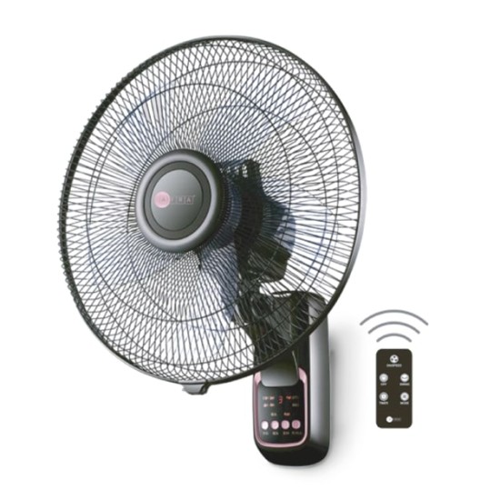 AFRA 16" WALL MOUNT FAN 60W ROTATING 1250 WITH REMOTE 3 SPEED CONTROLLER BLACK & ROASE GOLD 