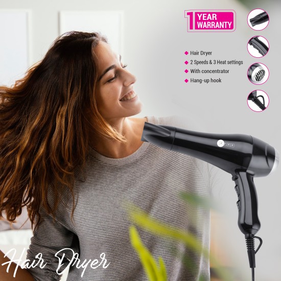 AFRA 2300W HAIR DRYER WITH 2 SPEED & 3 HEAT SEATING WITH REMOVABLE END CAP & EASY CLEAN