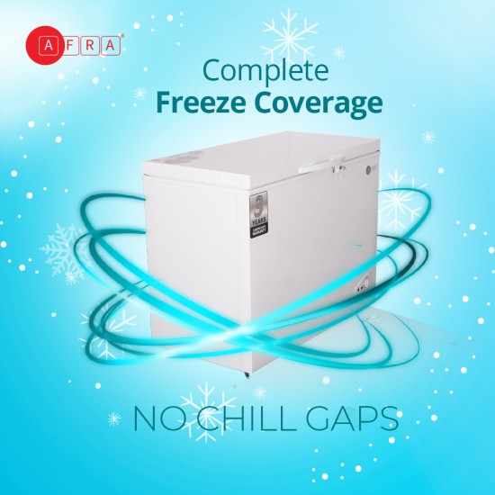 AFRA Chest Freezer, 260L Gross Capacity, White, Defrost, Low Noise, ESMA Approved, AF-2600CFWT, 2 Years Warranty.