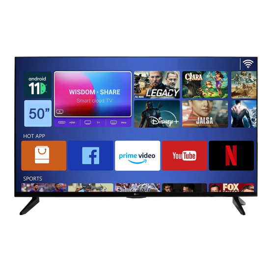 AFRA Japan Smart TV, AF-50114KBK, 50’’, UHD, 4K, Frameless, LED, Android 11, HDMI, USB, VGA, PC & Game Console Connection, Internet, Streaming, Netflix, Hulu, YouTube, Prime Video, 2 years warranty.