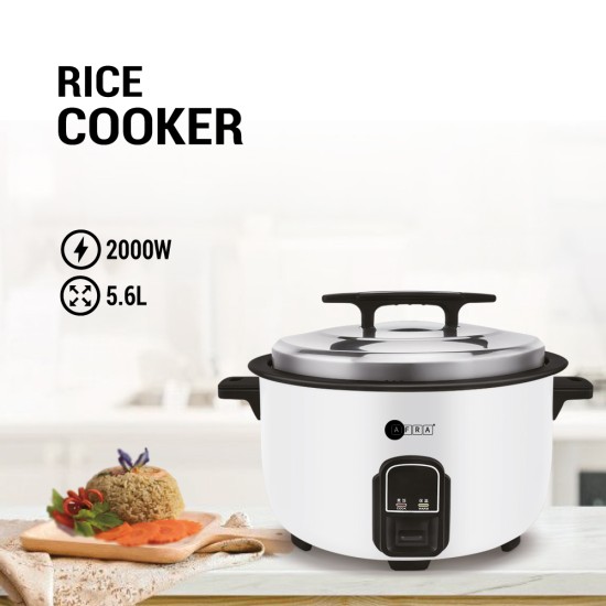 AFRA  Rice Cooker, 1000W, 5.6L Capacity, Keep-Warm Function, With Measuring Cup and Spoon, G-MARK, ESMA, ROHS, And CB Certified, 2 Years Warranty.