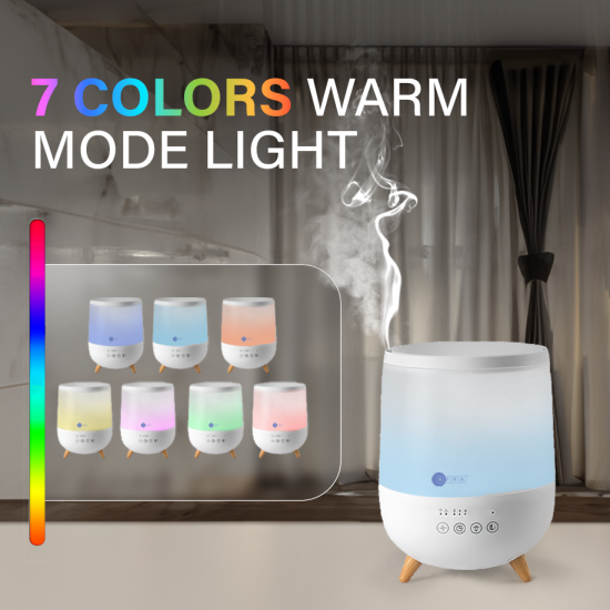 AFRA Cool Mist Ultrasonic Humidifier, 2 Liter, Top Fill, Touch Control, LED Lighting, Timer, Automatic Shut-Off, User-Friendly Design, 2 year warranty.