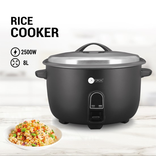 AFRA  Rice Cooker, 1000W, 8L Capacity, Keep-Warm Function, With Measuring Cup and Spoon, G-MARK, ESMA, ROHS, And CB Certified, 2 Years Warranty