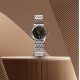 AFRA RADIANT LADIES WATCH SILVER CASE BLACK DIAL SILVER BRACELET