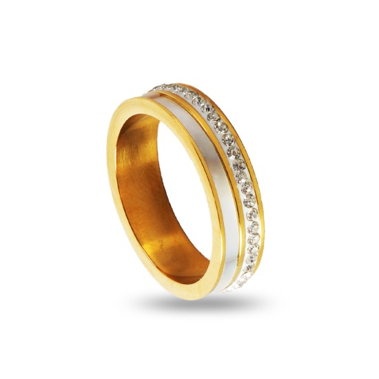 AFRA JEW GLAZE GOLD STAINLESS STEEL RING