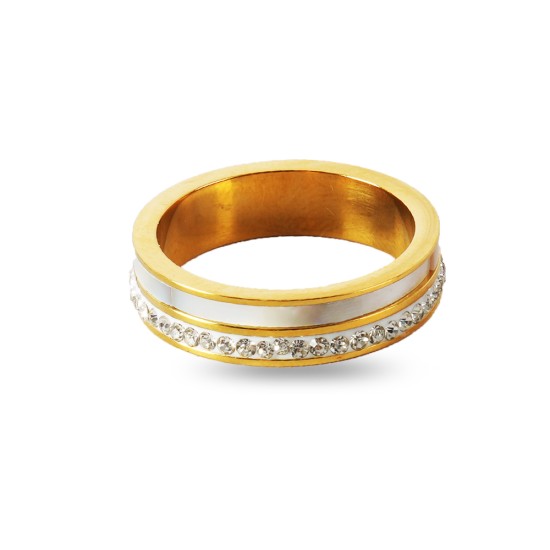 AFRA JEW GLAZE GOLD STAINLESS STEEL RING