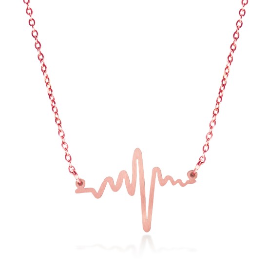 AFRA JEW HEARTBEAT ROSEGOLD STAINLESS STEEL NECKLACE