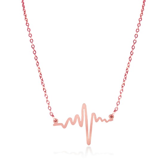 AFRA JEW HEARTBEAT ROSEGOLD STAINLESS STEEL NECKLACE