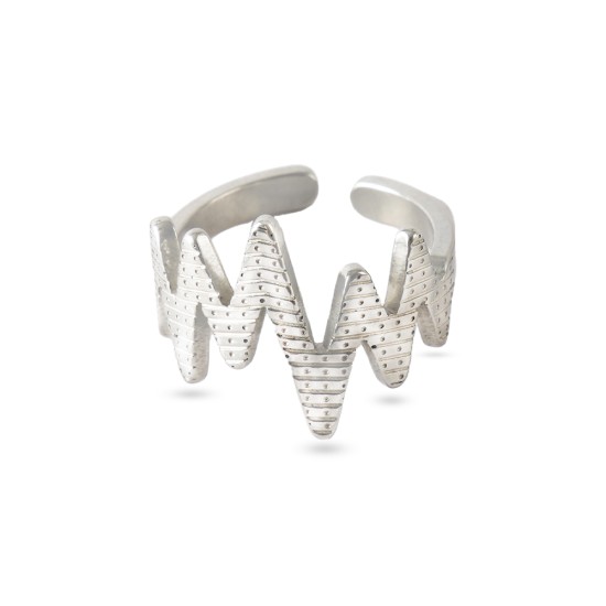 AFRA JEW HEARTBEAT SILVER STAINLESS STEEL RING