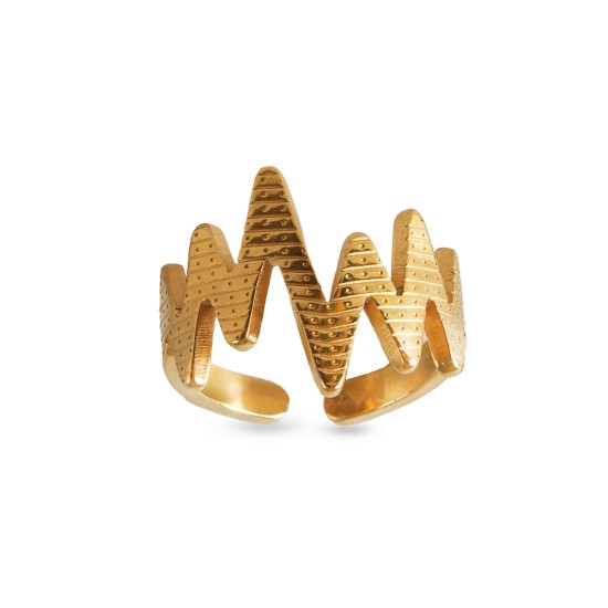 AFRA JEW HEARTBEAT GOLD STAINLESS STEEL RING