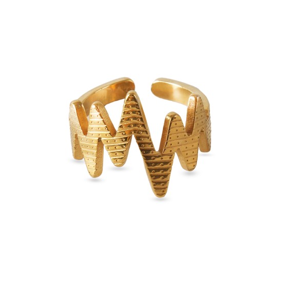 AFRA JEW HEARTBEAT GOLD STAINLESS STEEL RING