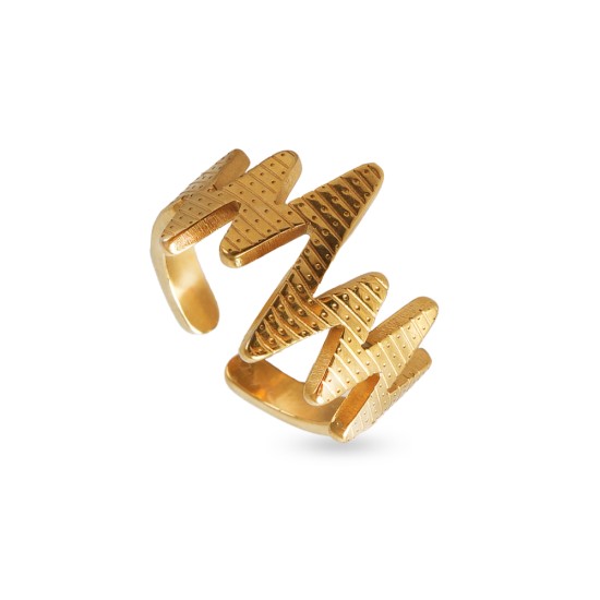 AFRA JEW HEARTBEAT GOLD STAINLESS STEEL RING