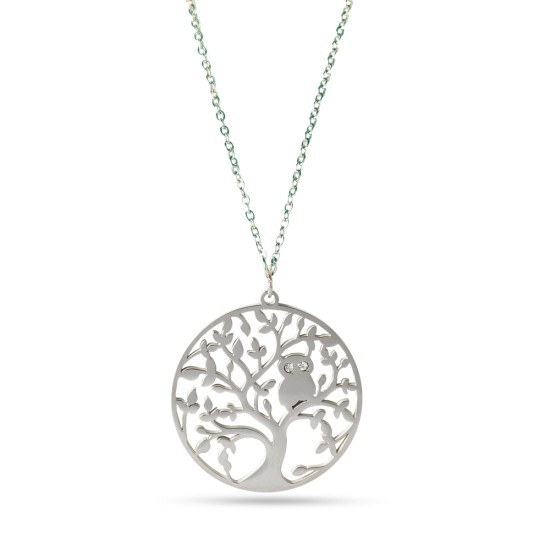 AFRA JEW TREE SILVER STAINLESS STEEL NECKLACE
