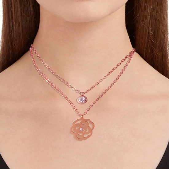 AFRA JEW ROSETTE GOLD STAINLESS STEEL NECKLACE