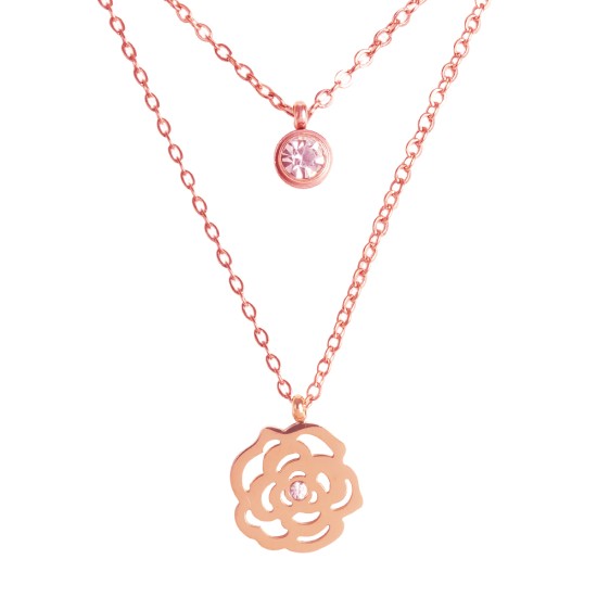 AFRA JEW ROSETTE ROSEGOLD STAINLESS STEEL NECKLACE