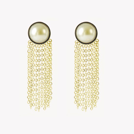 AFRA JEW PEARLET GOLD STAINLESS STEEL EARRING