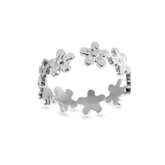 AFRA JEW DAISY SILVER STAINLESS STEEL RING