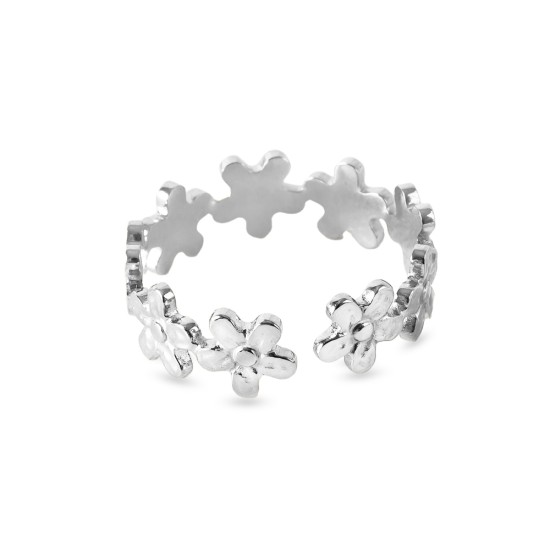 AFRA JEW DAISY SILVER STAINLESS STEEL RING