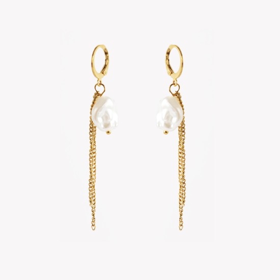 AFRA JEW DANGLING GOLD STAINLESS STEEL EARRING