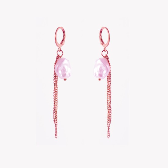 AFRA JEW DANGLING ROSEGOLD STAINLESS STEEL EARRING