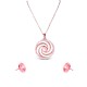 AFRA JEW RADIAL ROSEGOLD STAINLESS STEEL SET -NECKLACE+EARRINGS