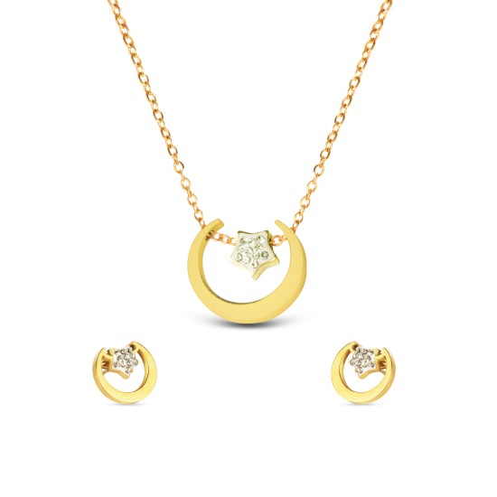 AFRA JEW AYLIN GOLD STAINLESS STEEL SET -NECKLACE+EARRINGS