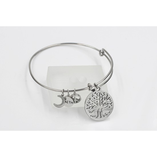 AFRA JEW CHARM SILVER STAINLESS STEEL BRACELET