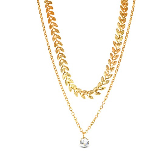 AFRA JEW ELEGANTE GOLD STAINLESS STEEL NECKLACE