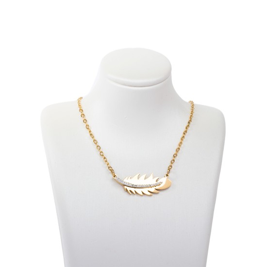 AFRA JEW PALMETTE GOLD STAINLESS STEEL NECKLACE