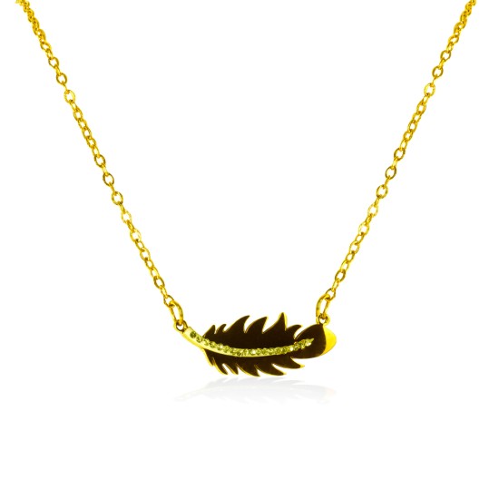 AFRA JEW PALMETTE GOLD STAINLESS STEEL NECKLACE