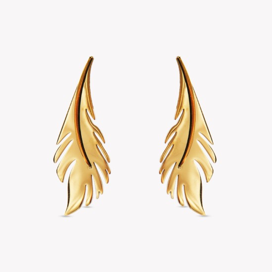 AFRA JEW PALMETTE GOLD STAINLESS STEEL EARRING