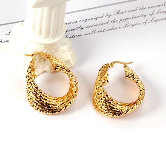 AFRA JEW PALMETTE GOLD STAINLESS STEEL EARRING