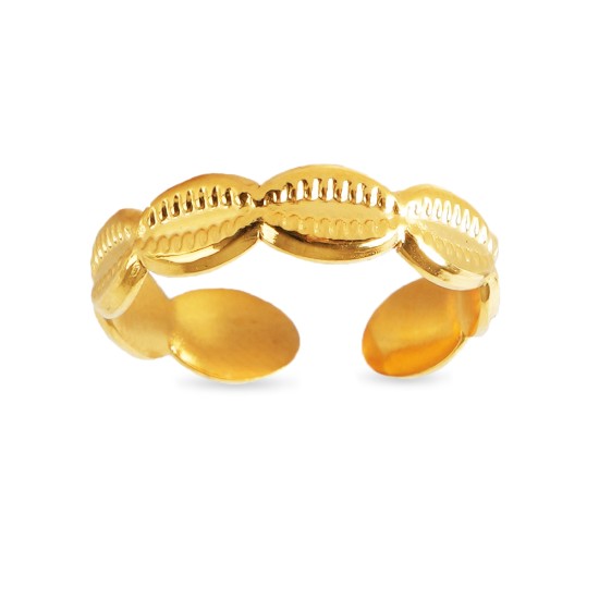 AFRA JEW PALMETTE GOLD STAINLESS STEEL RING