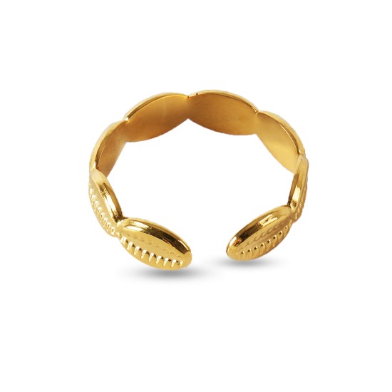 AFRA JEW PALMETTE GOLD STAINLESS STEEL RING