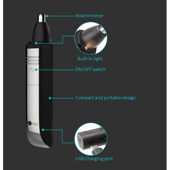 AFRA Nose Trimmer, AF-0045NSBK, Stainless Steel Head, Ergonomic, Portable, Rechargeable, Compact Design, Easy to Operate, USB Cable Charging.