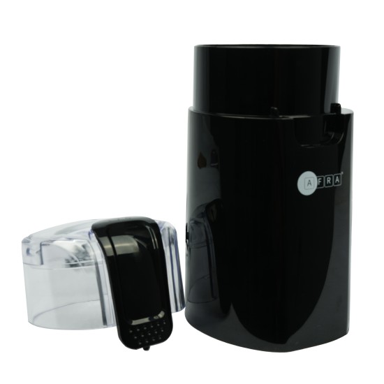 AFRA Japan Coffee Grinder, 150W, Black, 60g Capacity, Adjustable, Black Finish, Transparent Cover, GMARK, ESMA, RoHS, And CB, With 2 Years Warranty