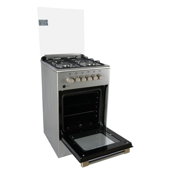 AFRA Free Standing Cooking Range, 50x50, 4 Burners, Stainless Steel, Compact, Adjustable Legs, Tray and Grid Included, G-Mark, ESMA, RoHS, CB, 2 years warranty.