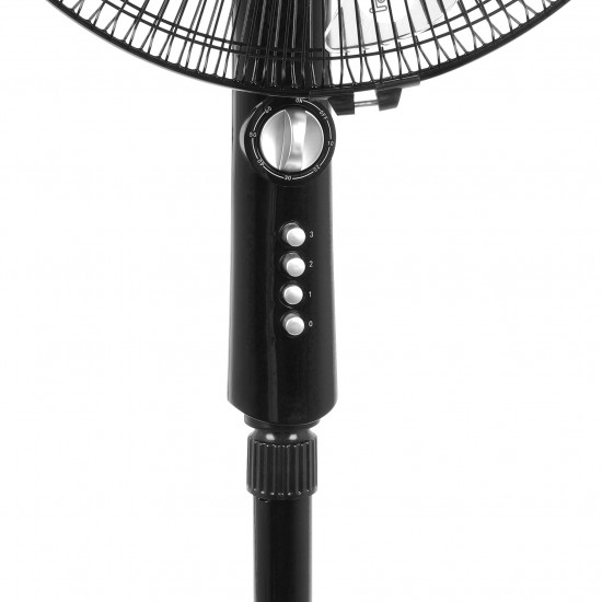 AFRA Electric Stand Fan, AF-1660BK, 60W, Adjustable Height, 5 Blades, Black