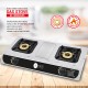 AFRA Japan Two Burner Gas Stove, Two Burners, Brass Caps, Battery Powered Ignition, Stainless Steel, Cast Iron, Double Injection, G-MARK, ESMA, ROHS, and CB Certified, 2 Years Warranty.