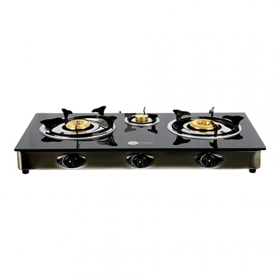 AFRA Three Burner Gas Stove, Compact Design, Tempered Glass, Easy-To-Clean, Heat Resistant, Shock Resistant, G-MARK, ESMA, ROHS, and CB Certified, 2 Years Warranty.