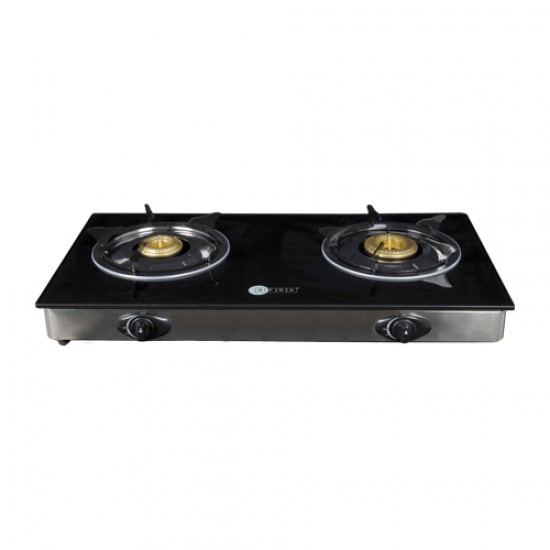 AFRA Japan Two Burner Gas Stove,  Compact Design, Ceramic Ignition, Tempered Glass Top, Easy-To-Clean, Stainless Steel Housing, G-MARK, ESMA, ROHS, and CB Certified, 2 Years Warranty.