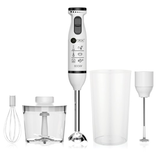 AFRA Japan Hand Blender Set, Multiple Speed Settings, Stainless Steel, Multiple Attachments, 600W, Chopper, Mixing Cup, Whisk, G-Mark, ESMA, RoHS, CB, 2 years warranty