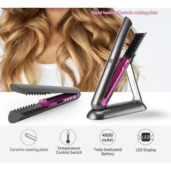 AFRA Japan Hair Straightener, Model No. AF-4000HSGY, Rechargeable, Floating Plates, 3 Temperature Settings, Ergonomic , Lockable Handle, Compact Design.