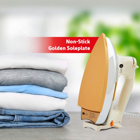 AFRA Automatic Dry Iron, 2kg, Non-Stick Soleplate, Gold Teflon Coating, Heat Distribution, Ergonomic Handle, Thermal Control, 6 Settings, Auto Cut-Off, G-Mark, ESMA, RoHS, CB, 2 Years Warranty.