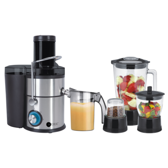 AFRA 4 in 1 Juicer, AF-800JCBK, 800W, 2 Speed Settings, Pulse Function, 1.5L Capacity, Glass Blender, Stainless Steel Blades, With Meat Chopper & Grinder Jar.