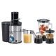 AFRA 4 in 1 Juicer, AF-800JCBK, 800W, 2 Speed Settings, Pulse Function, 1.5L Capacity, Glass Blender, Stainless Steel Blades, With Meat Chopper & Grinder Jar.