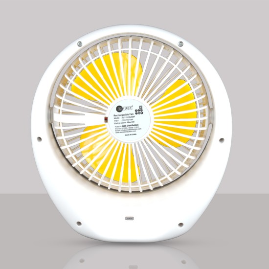 AFRA  Portable Compact Fan, 3.7V, 6’’, 1800mAh, With Carrying Handle, Rechargeable, Adjustable, Wide Angle Coverage, Low Noise, Power Saving, Overcharge Protection, G-MARK, ESMA, ROHS, and CB Certified, With 2 Year Warranty