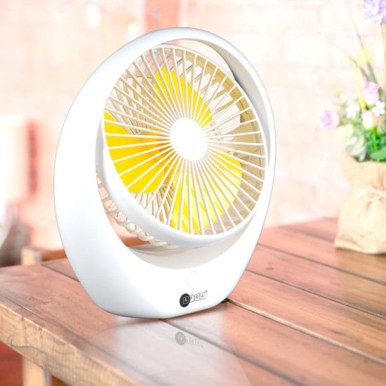 AFRA Japan, Portable Compact Fan, 3.7V, 6’’, 1800mAh, With Carrying Handle, Rechargeable, Adjustable, Wide Angle Coverage, Low Noise, Power Saving, Overcharge Protection, G-MARK, ESMA, ROHS, and CB Certified, With 2 Year Warranty